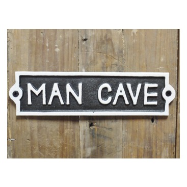 Gjutjärnsskylt Man Cave Svart