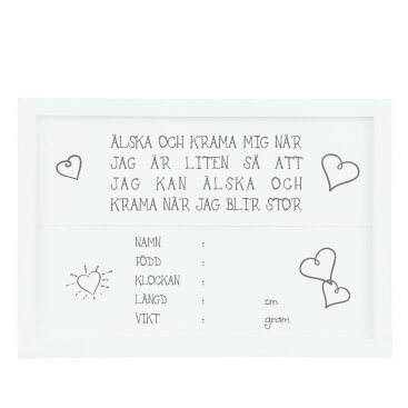 Trätavla Födelsetavla Doptavla - Älska Och Krama Mig