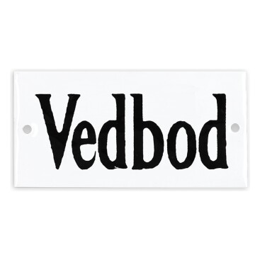 Skylt Emaljskylt Vedbod